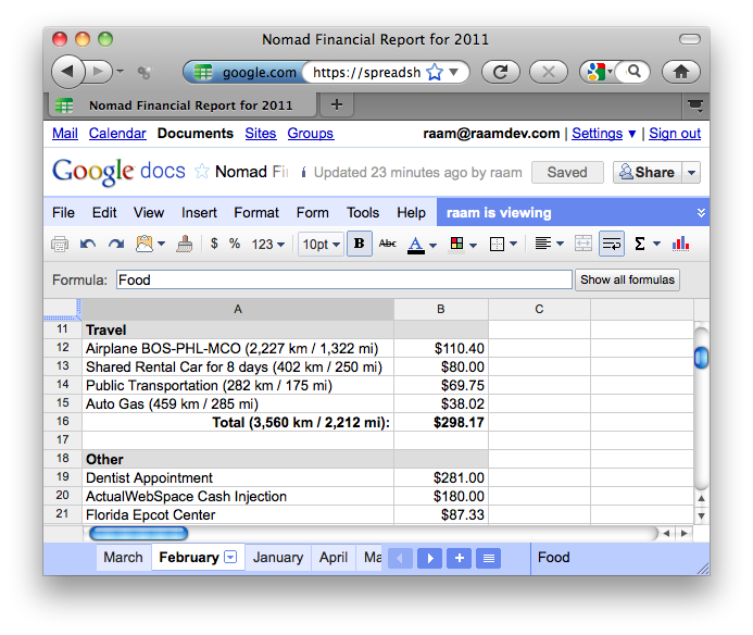 Photo: Nomad Financial Report Spreadsheet