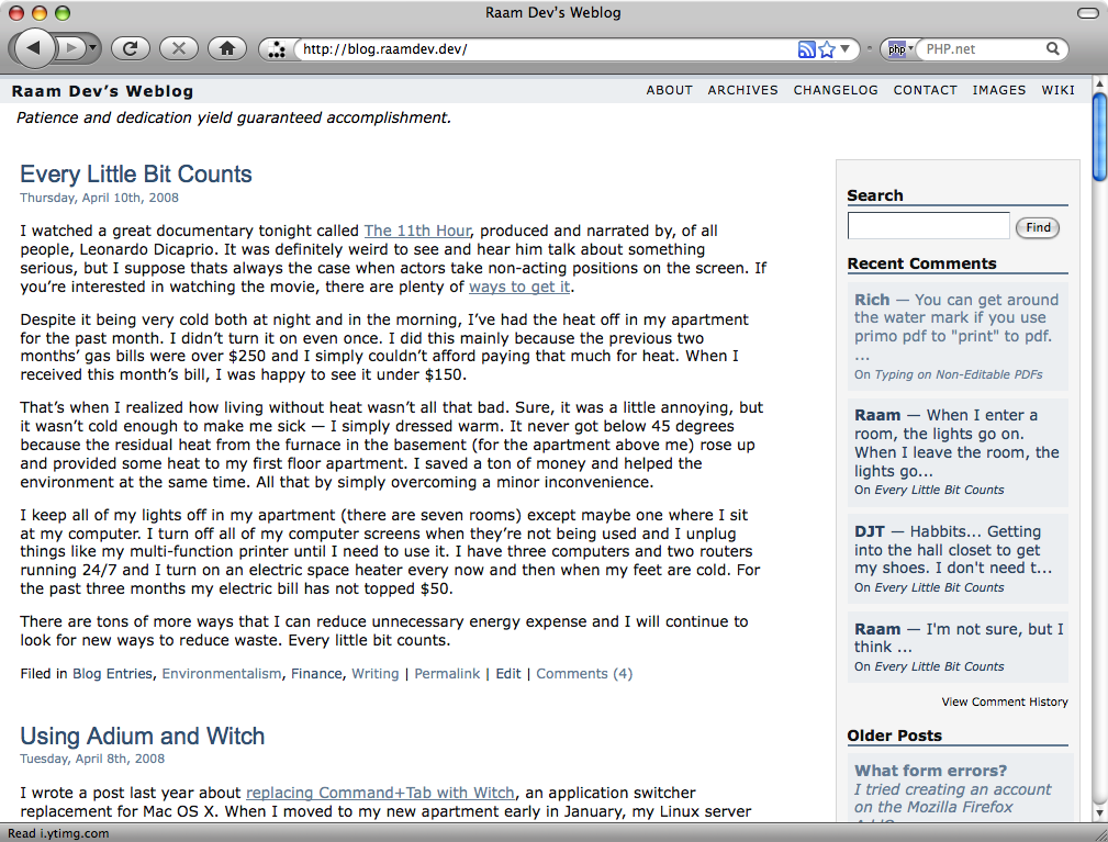 Raam's Weblog Before