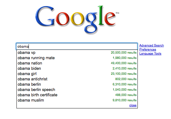 Google Autocomplete for Search