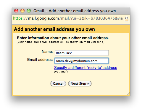 GMail - Add another address - Step 1