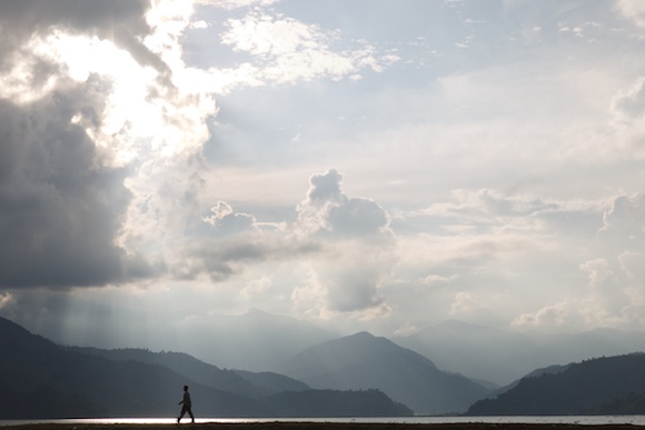 Sunset over Lake Pokhara