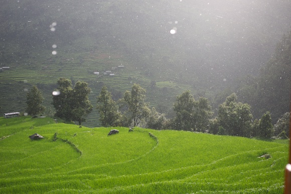 Monsoon rain shower in Hile, Nepal